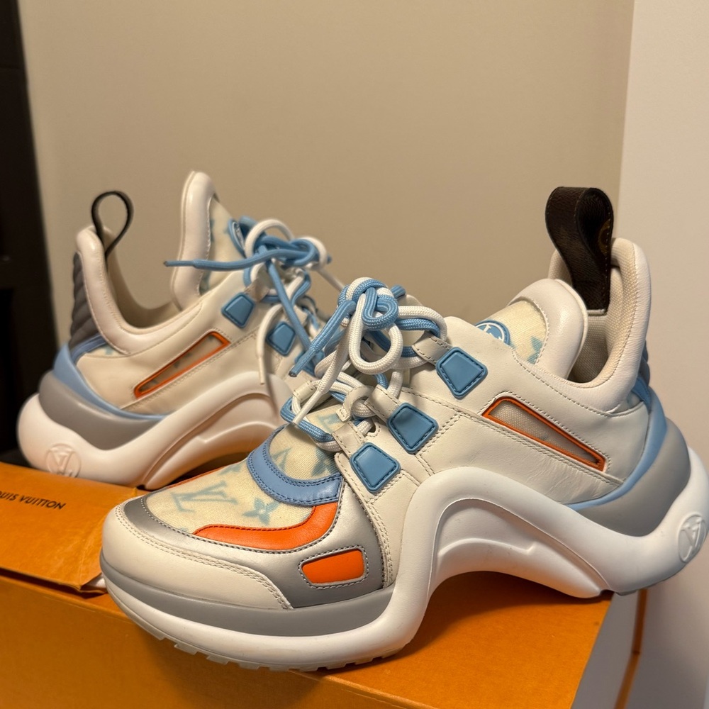 Calfskin LV Archlight Gradient Sneakers 37 Light Blue Orange - Picture 3 of 8